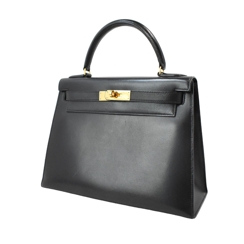 Kelly Retourne 28 Box Calfskin Leather Black GHW