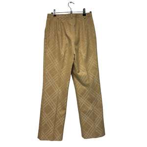 Zip Fly Slacks in Beige Nova Plaid Size 38