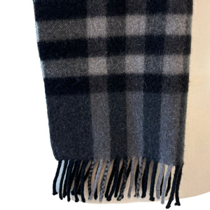 Striped Scarf Fringe Edges Cashmere Grey