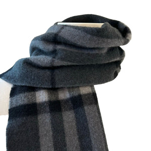 Striped Scarf Fringe Edges Cashmere Grey