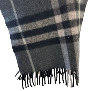 Striped Scarf Fringe Edges Cashmere Grey