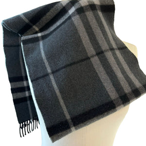 Striped Scarf Fringe Edges Cashmere Grey