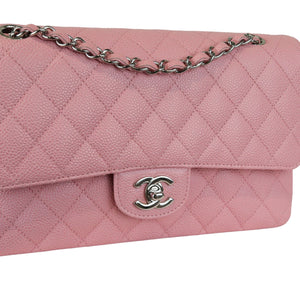 Rare Double Flap Medium Caviar Quilted Pink SHW