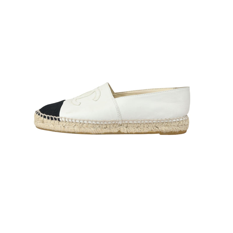 CC Espadrilles Lambskin White Black Size 37