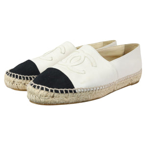 CC Espadrilles Lambskin White Black Size 37