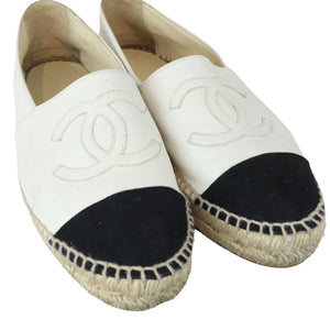 CC Espadrilles Lambskin White Black Size 37