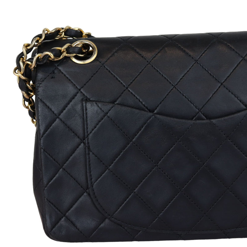 Vintage Double Flap Small Lambskin Quilted Black GHW