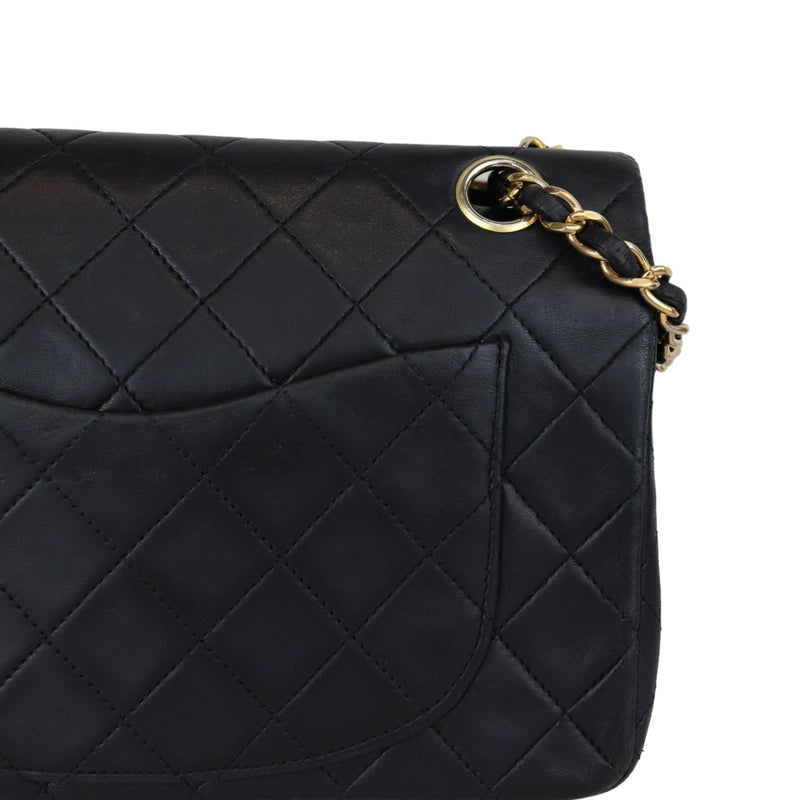 Vintage Double Flap Small Lambskin Quilted Black GHW