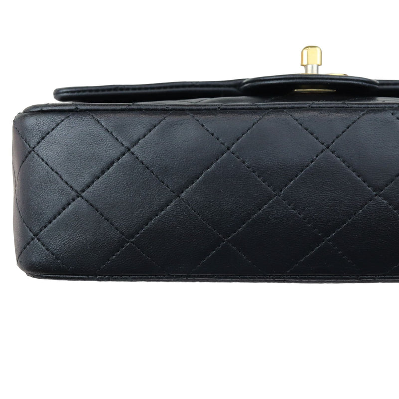 Vintage Double Flap Small Lambskin Quilted Black GHW