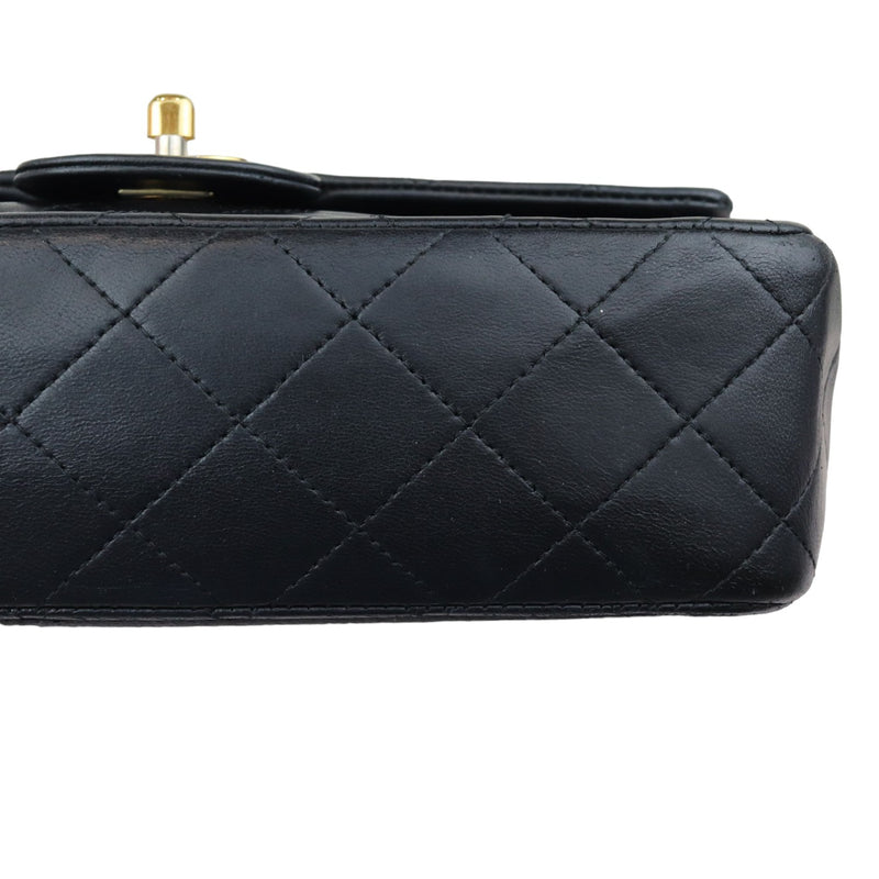 Vintage Double Flap Small Lambskin Quilted Black GHW