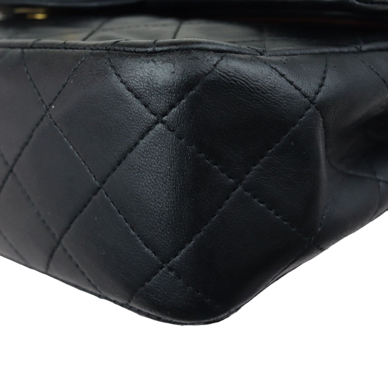 Vintage Double Flap Small Lambskin Quilted Black GHW