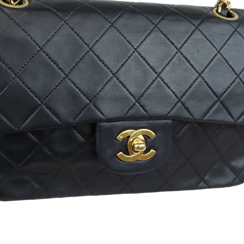 Vintage Double Flap Small Lambskin Quilted Black GHW