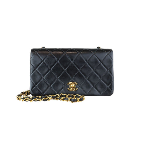 Rectangular Flap Mini Patent Calfskin Quilted Black SHW