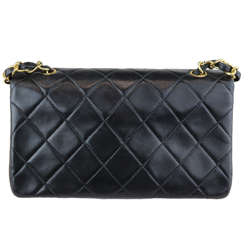 Vintage Single Full Flap Mini Lambskin Quilted Black GHW