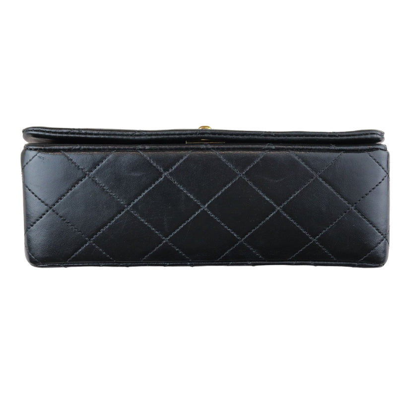 Vintage Single Full Flap Mini Lambskin Quilted Black GHW