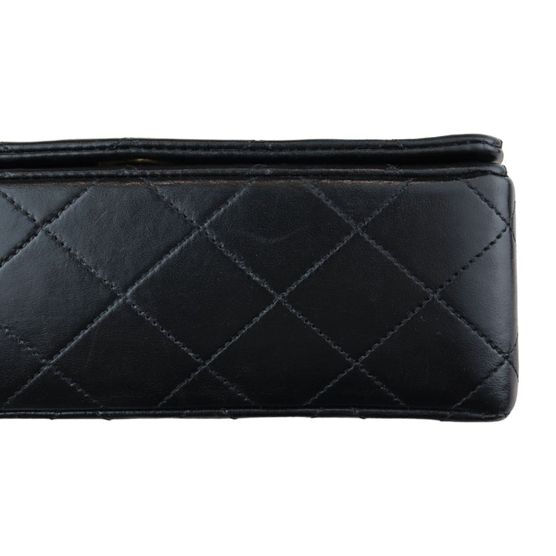 Vintage Single Full Flap Mini Lambskin Quilted Black GHW