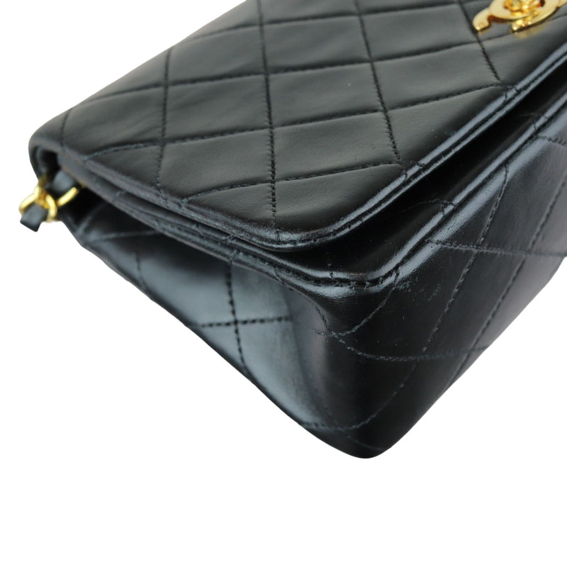 Vintage Single Full Flap Mini Lambskin Quilted Black GHW