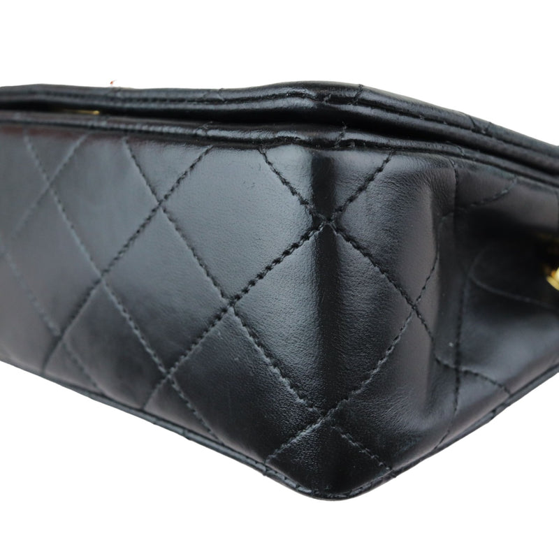 Vintage Single Full Flap Mini Lambskin Quilted Black GHW