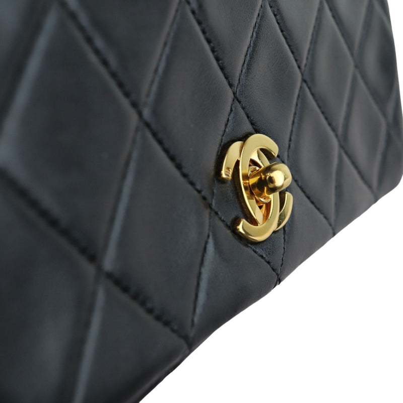 Vintage Single Full Flap Mini Lambskin Quilted Black GHW