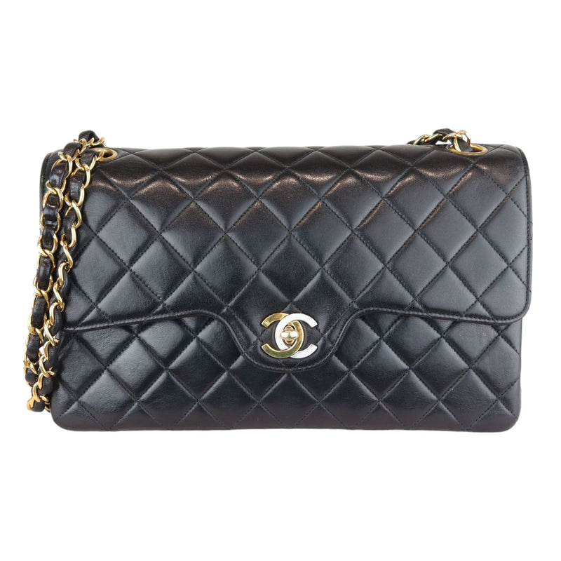 Vintage Double Flap Medium Lambskin Quilted Black GHW