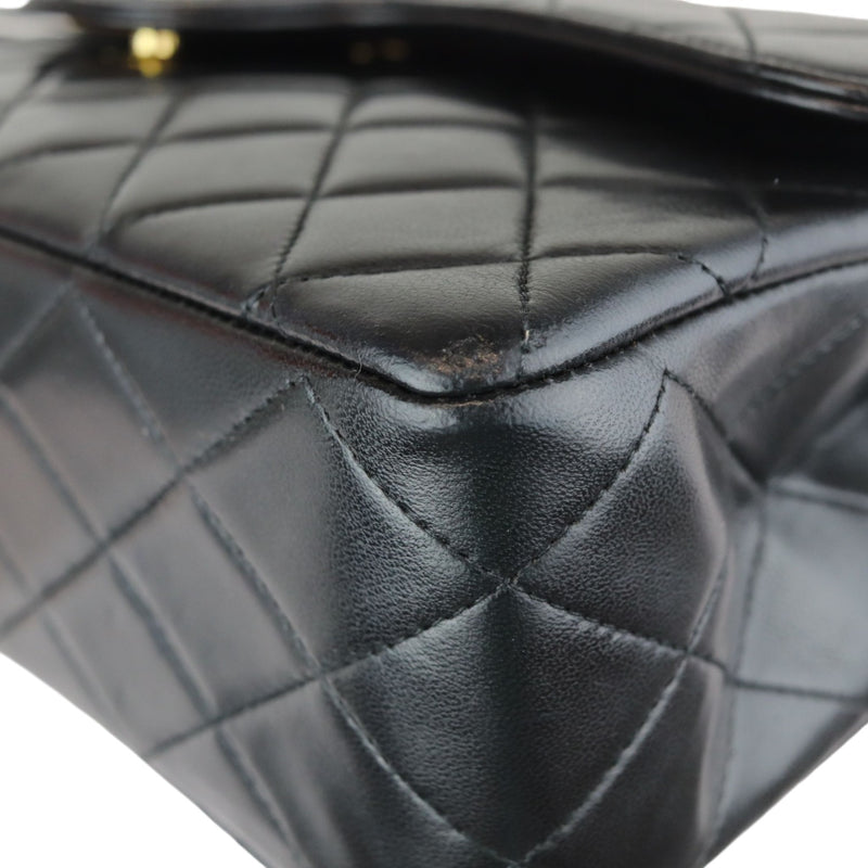 Vintage Double Flap Medium Lambskin Quilted Black GHW