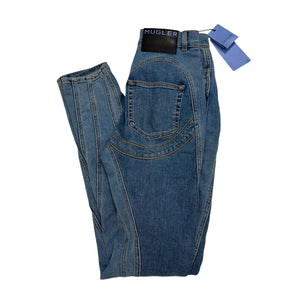 Two-Tone Spiral Skinny Jeans Blue Size 38