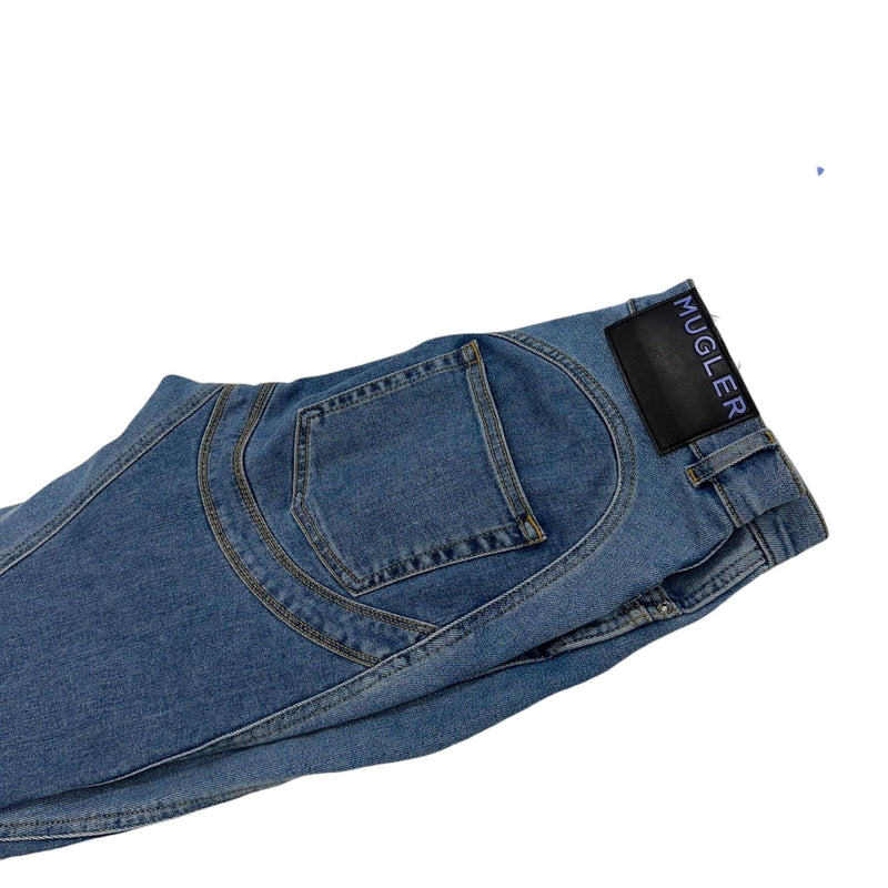 Two-Tone Spiral Skinny Jeans Blue Size 38