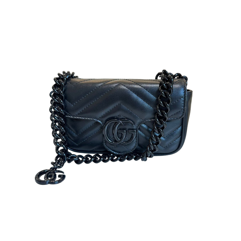 GG Marmont Shoulder Super Mini Calfskin Matelasse Black BHW