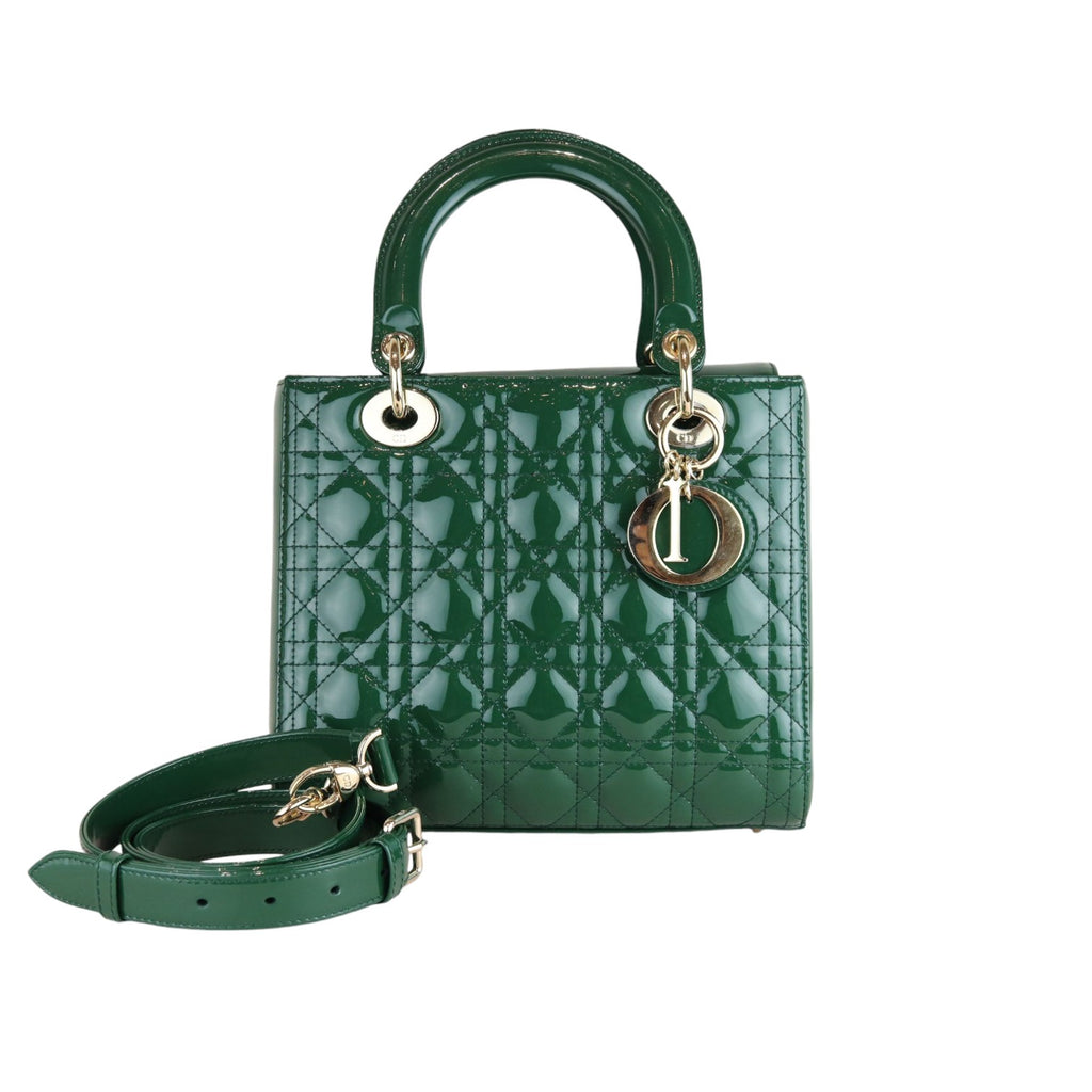 Lady Dior Medium Patent Green GHW