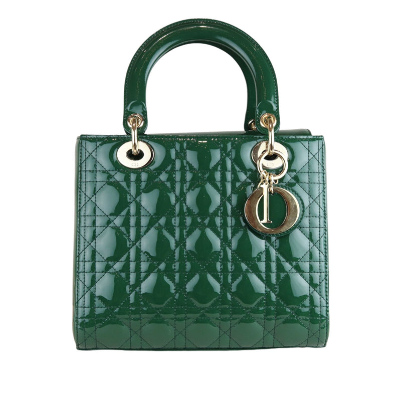 Lady Dior Medium Patent Green GHW