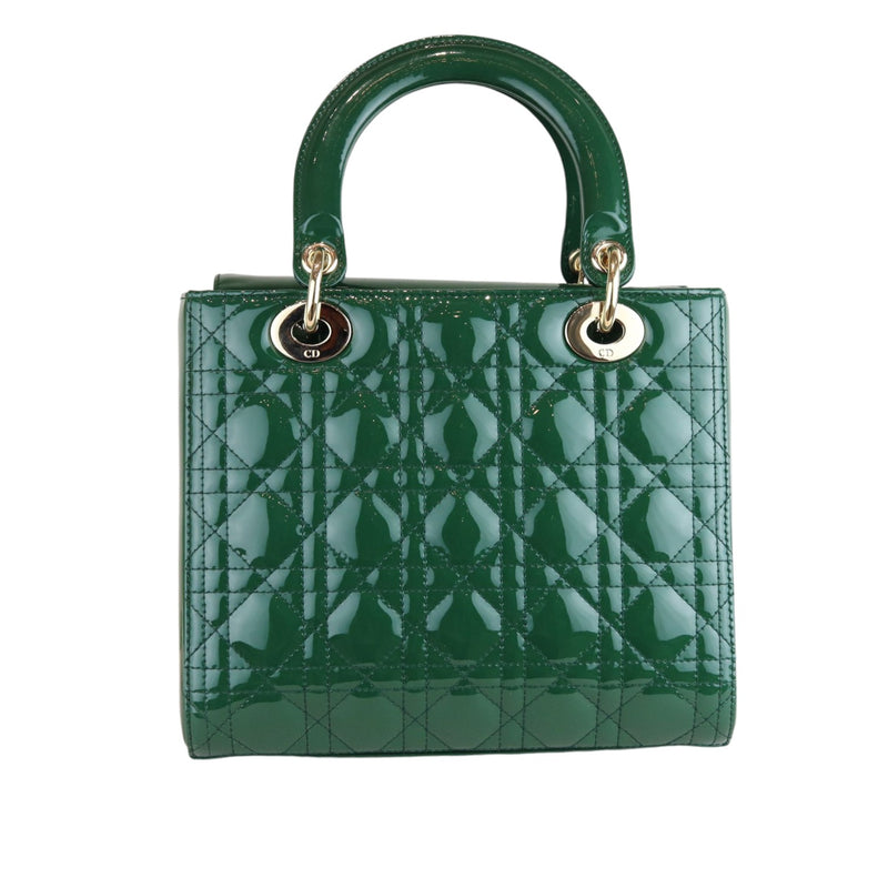 Lady Dior Medium Patent Green GHW