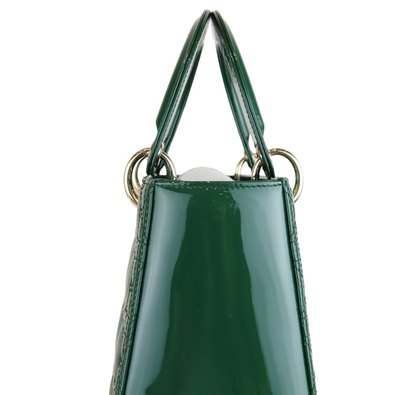 Lady Dior Medium Patent Green GHW