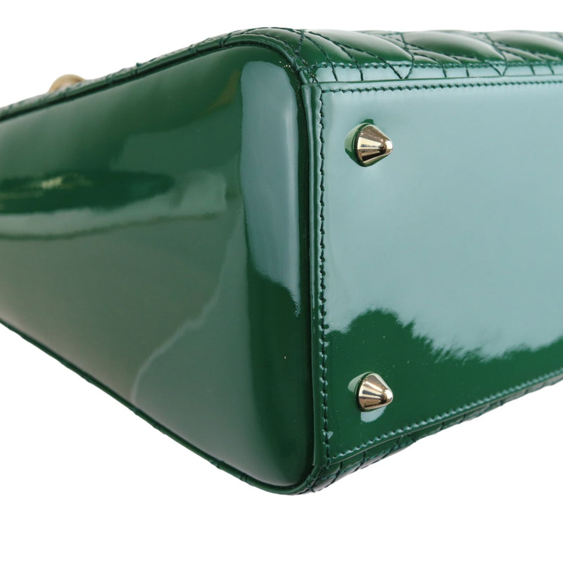 Lady Dior Medium Patent Green GHW