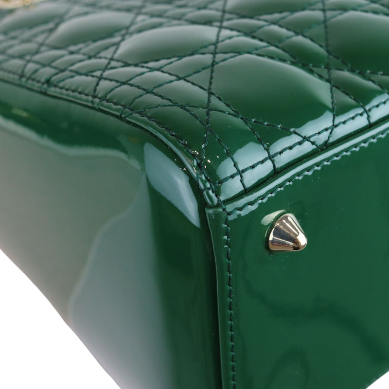 Lady Dior Medium Patent Green GHW