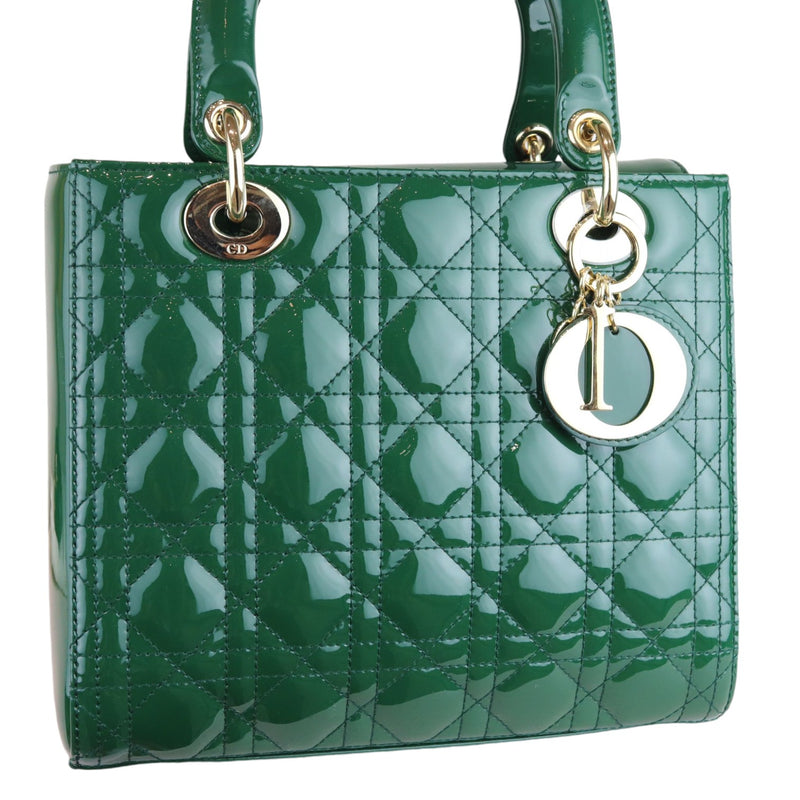 Lady Dior Medium Patent Green GHW