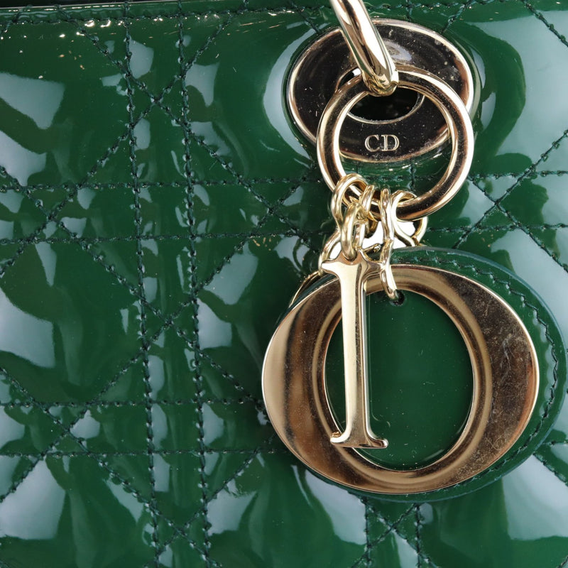 Lady Dior Medium Patent Green GHW