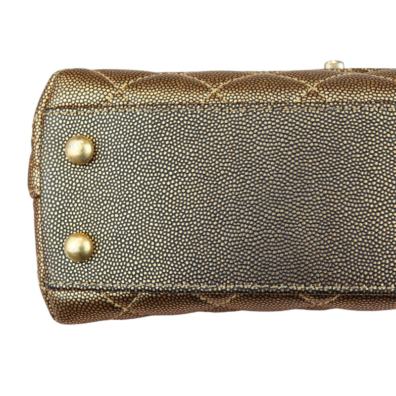 Coco Handle Flap Mini Metallic Caviar Quilted Gold GHW