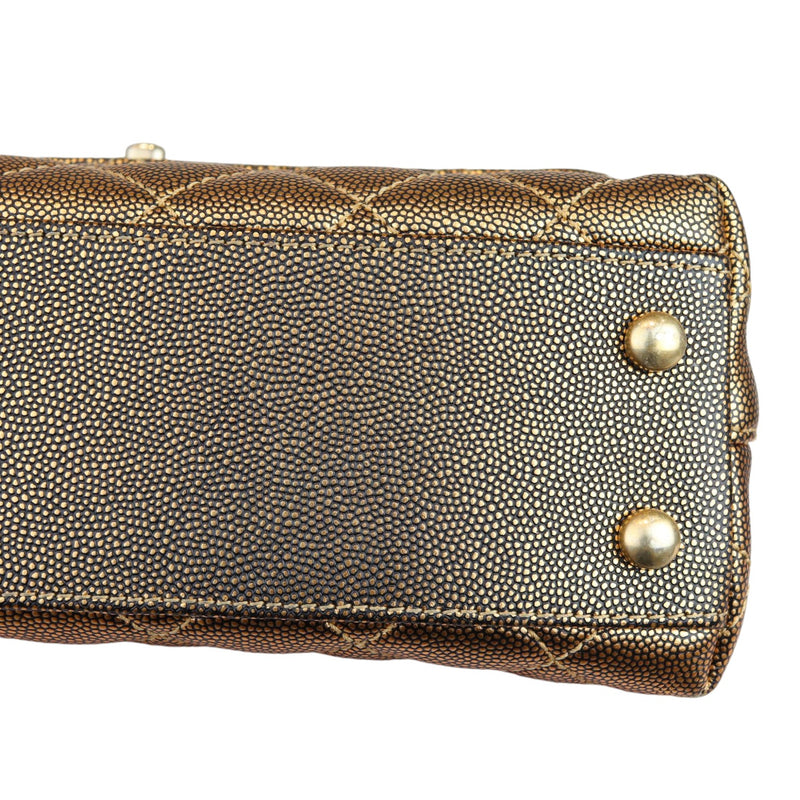 Coco Handle Flap Mini Metallic Caviar Quilted Gold GHW