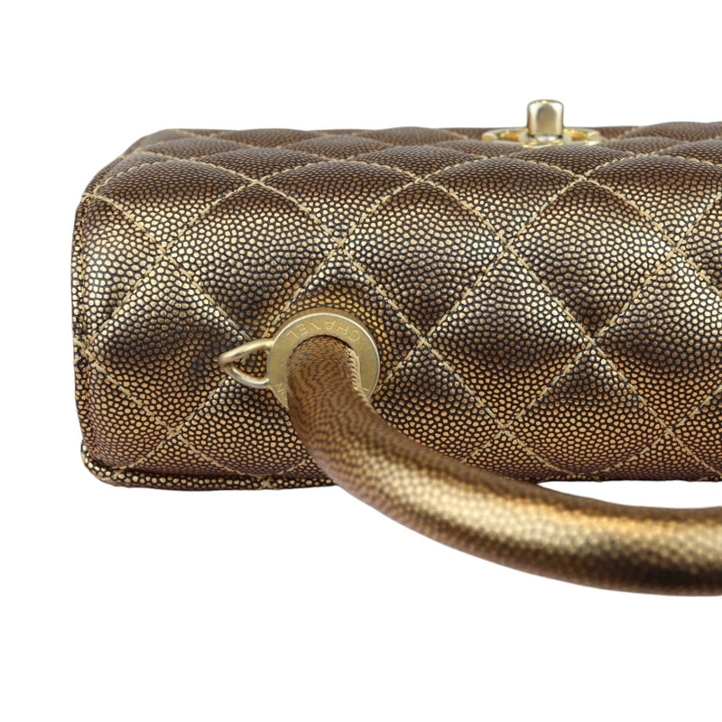 Coco Handle Flap Mini Metallic Caviar Quilted Gold GHW