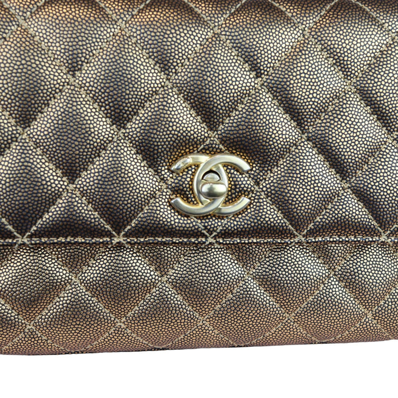 Coco Handle Flap Mini Metallic Caviar Quilted Gold GHW