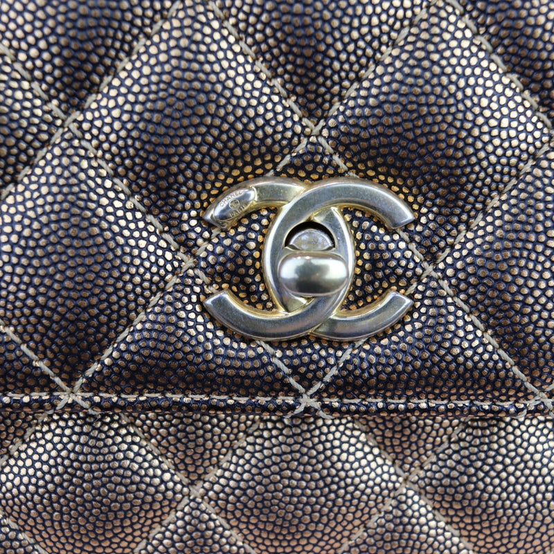 Coco Handle Flap Mini Metallic Caviar Quilted Gold GHW