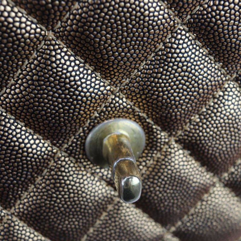 Coco Handle Flap Mini Metallic Caviar Quilted Gold GHW