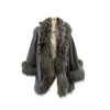 Open Front Coat Fox Fur Trim Cashmere Brown