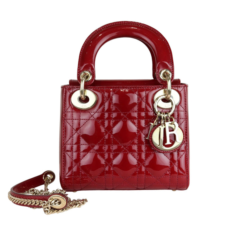 Lady Dior Mini Patent Cannage Red GHW