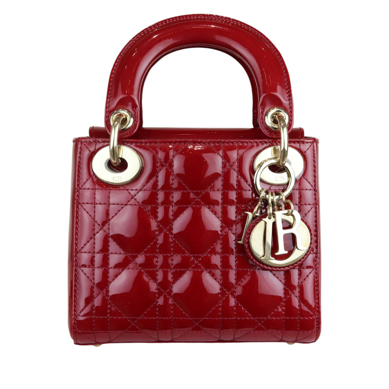 Lady Dior Mini Patent Cannage Red GHW