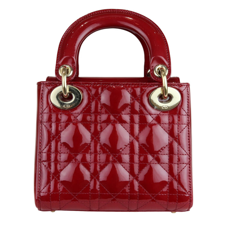 Lady Dior Mini Patent Cannage Red GHW