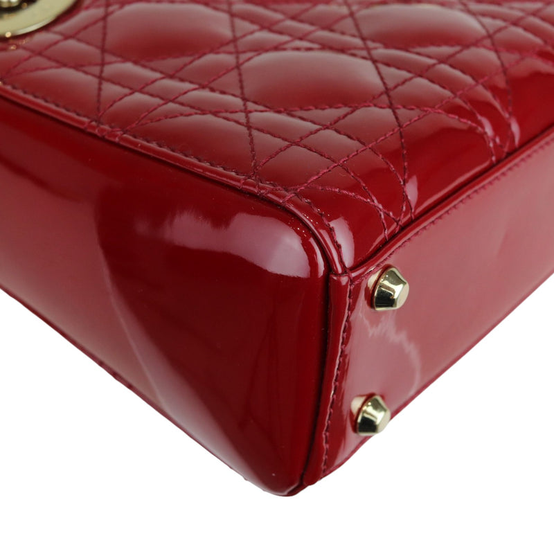 Lady Dior Patent Cannage Mini Red GHW