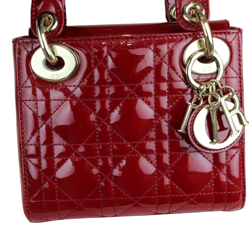 Lady Dior Patent Cannage Mini Red GHW