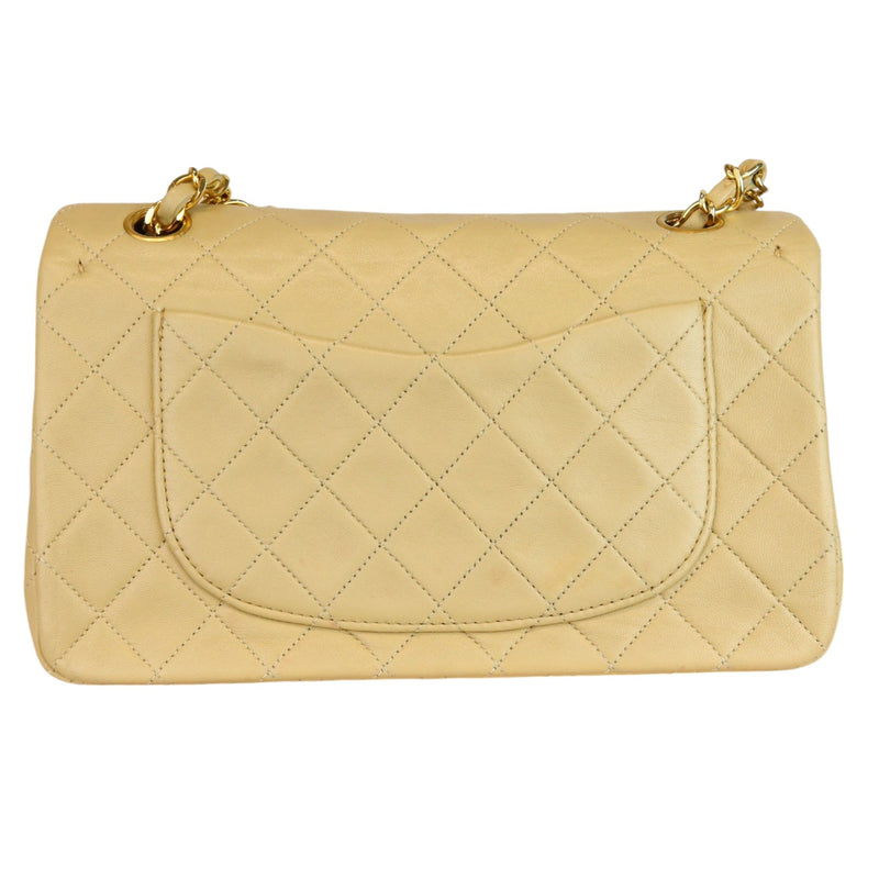 Vintage Classic Double Flap Medium Lambskin Beige GHW