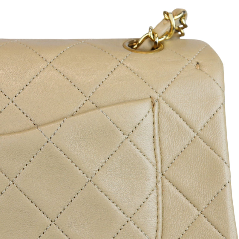 Vintage Classic Double Flap Medium Lambskin Beige GHW